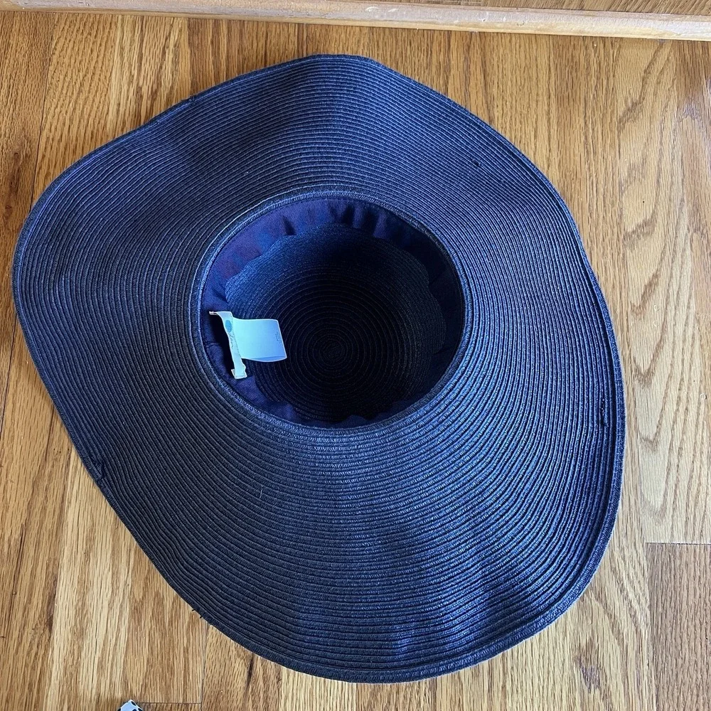 Boden Sun Hat Wide Brim Navy Vacation Beach Nautical Floppy Paper 21.5 Small/Med